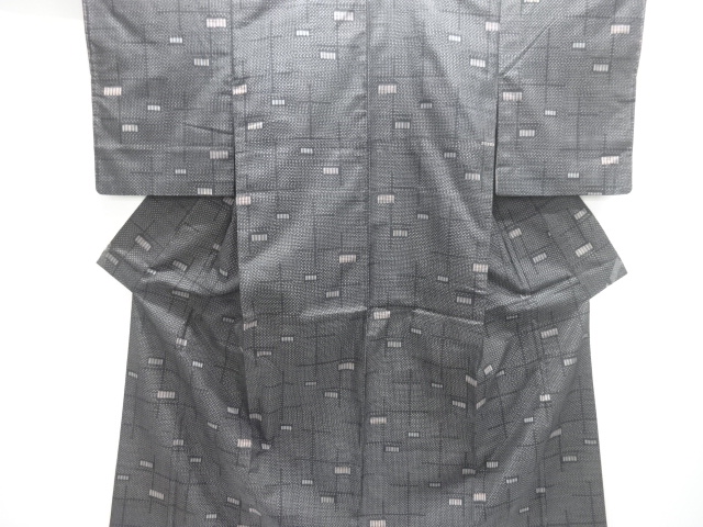 JAPANESE KIMONO / TSUMUGI / WOVEN GEOMETRIC PATTERN